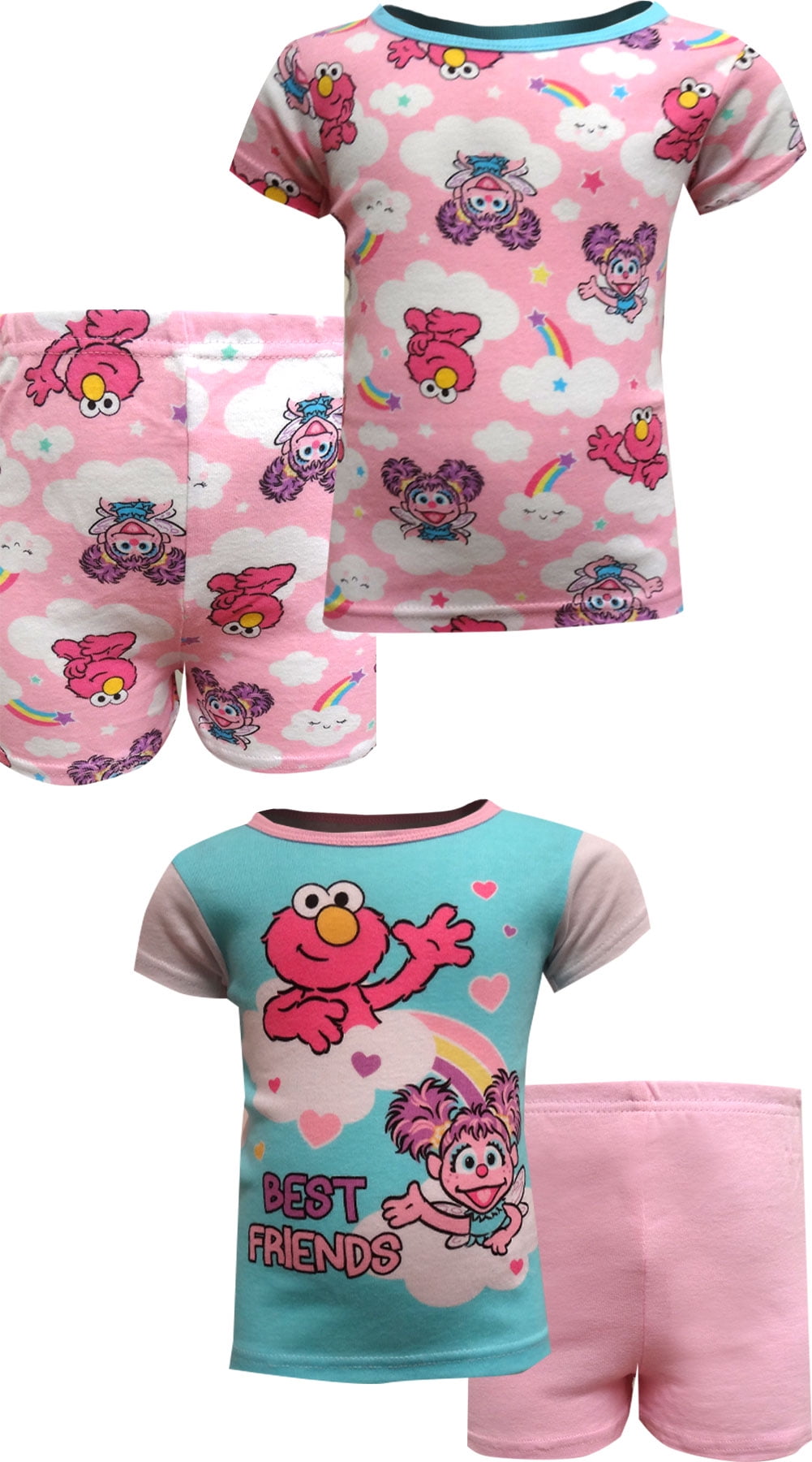 Sesame Street Elmo and Abby Cadabby Toddler Girls Cotton Pajamas Set
