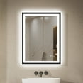 thumbnail image 4 of ANGELES HOME 24 x 32 inch LED Bathroom Mirror, Bathroom Vanity Mirror with Lights, Backlit and Front Lighted Mirror for Bathroom, Includes Dimmer, Defogger, Vertical/Horizontal Mounted, Matte Black, 4 of 15