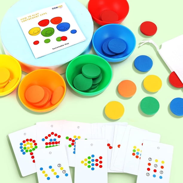 Rompecabezas de iluminación sensorial del juego de clasificación de colores con tarjeta de preguntas para preescolar