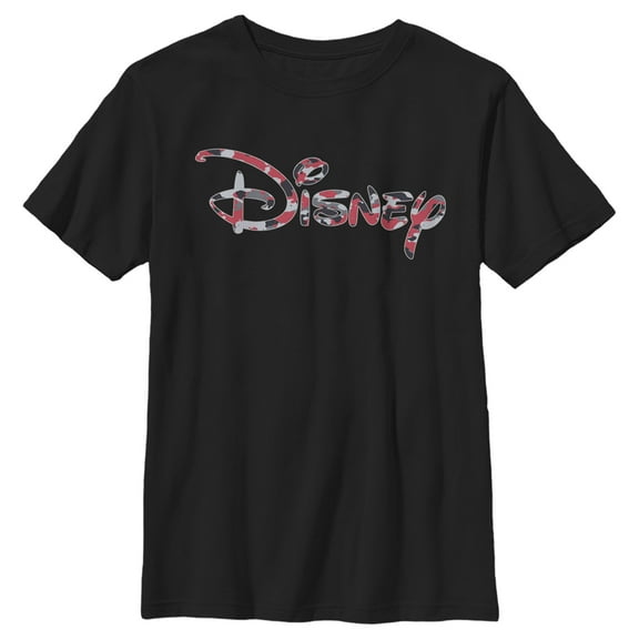 Boy's Disney Red Camo Logo Graphic Tee Black X Large
