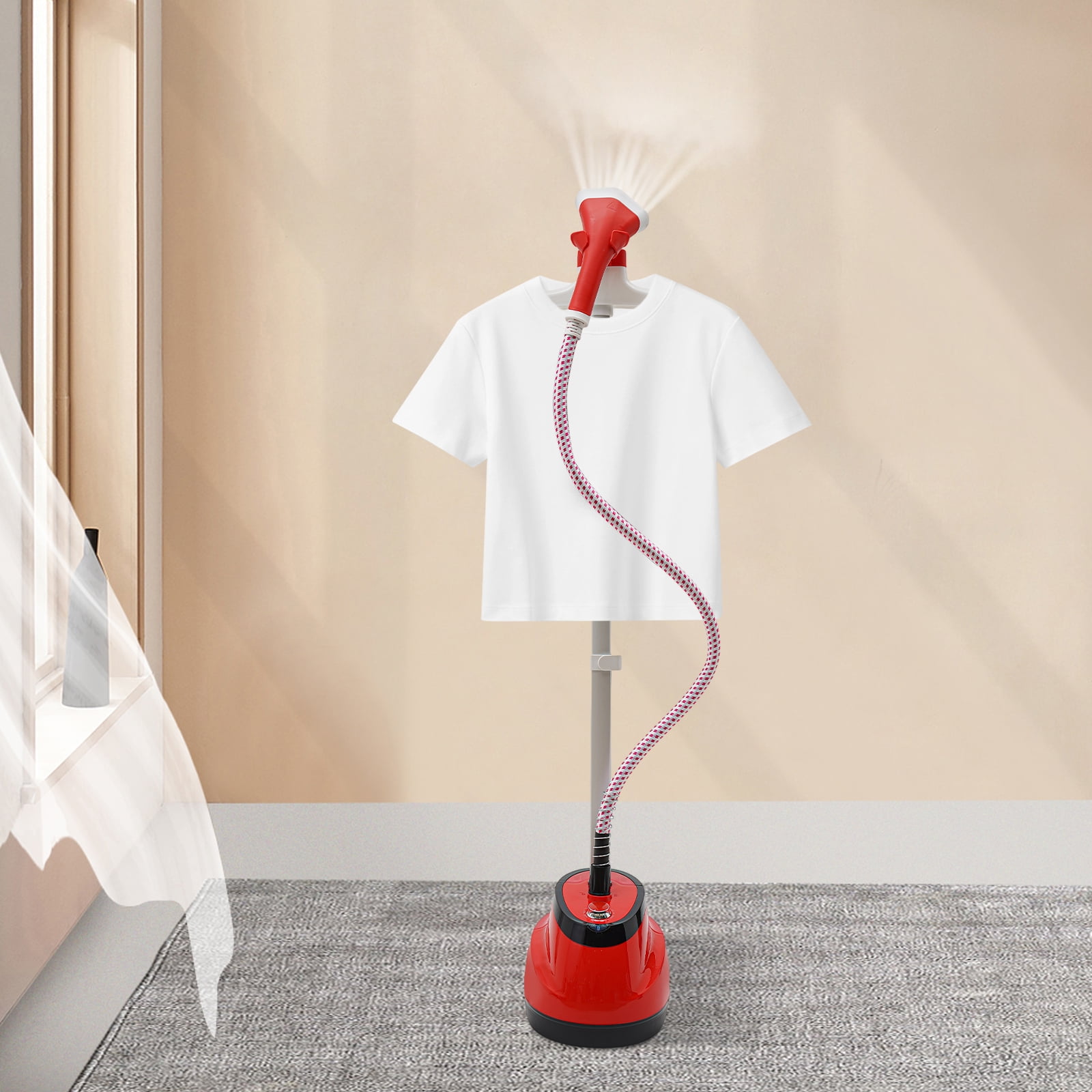 2-in-1 Garment Steamer, Hanging and Flat Ironing Modes, 10 Steam Levels with Anti-Scald Protection, Suitable for Various Fabrics