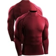 thumbnail image 4 of Cadmus Men's 3 Pack Athletic Compression Shirt Workout Long Sleeve Shirt Running Shirts , Black + Grey+ Red, 4 of 8
