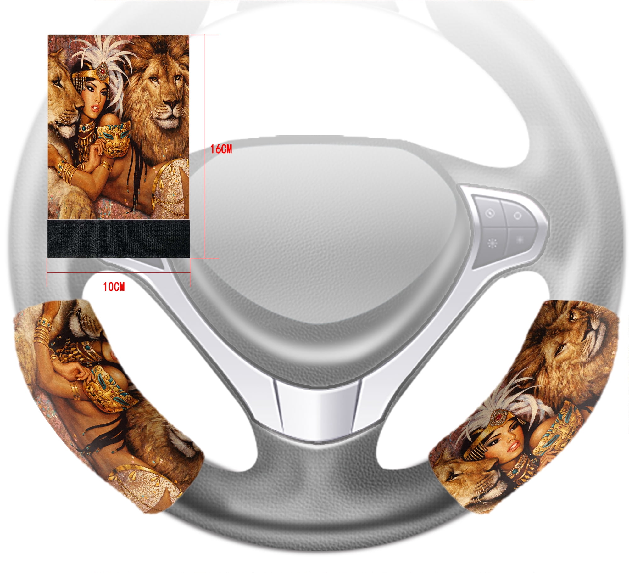GCKG African Beautiful Woman With Lions Steering Wheel Cover Antislip