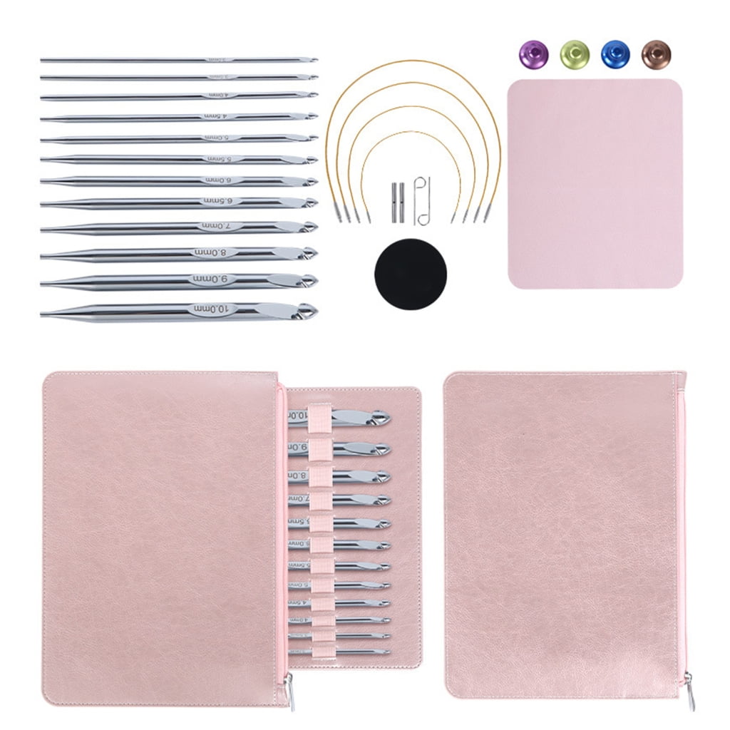 12Pcs Tunisian Crochet Hook with Cable Tunisian Afghan Knitting Hook Needle 3.0mm-10mm Interchangeable Crochet Hook Set