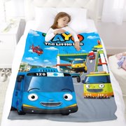 Tayo the Little Bus-Anti-Pilling Flannel Blanket Soft Lightweight Plush Fuzzy Cozy Luxury Blanket for Home and Kitchen Use – Perfect for Kids and Adults 52*60(130cm*150cm)