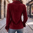 thumbnail image 4 of Klisyaur Womens Button Down Jackets Velvet Collared Long Sleeve Slim Cardigans Casual Trendy Comfy Fall Winter Tops, 4 of 7