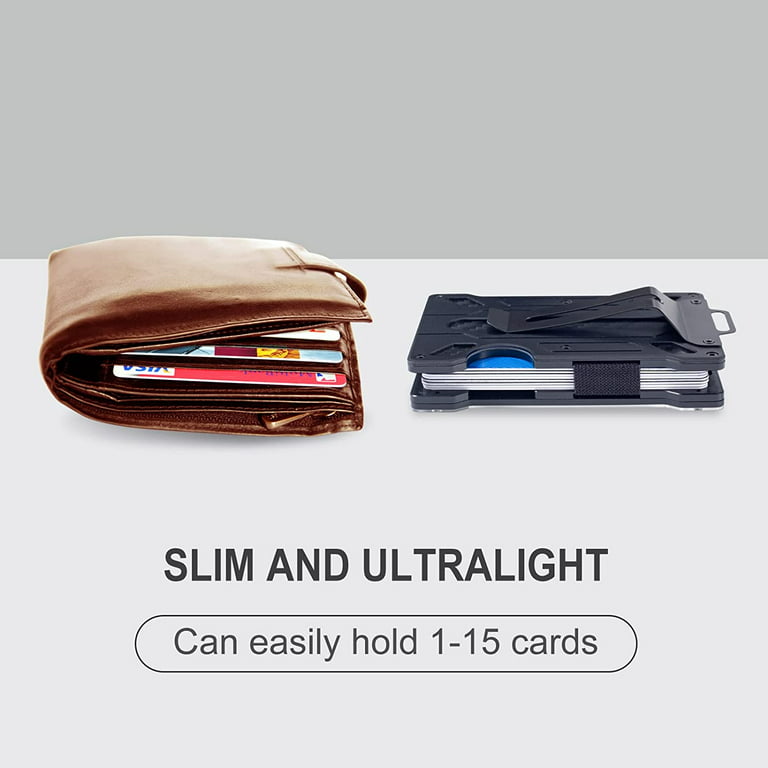 Ultra-Slim Minimalist Wallet for Men, Credit Card Holder Metal