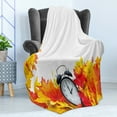 thumbnail image 4 of Clock Soft Flannel Fleece Throw Blanket, Autumnal Leaves and an Alarm Clock Fall Season Theme Romantic Digital Print, Cozy Plush for Indoor and Outdoor Use, 50" x 70", White and Orange, by Ambesonne, 4 of 5