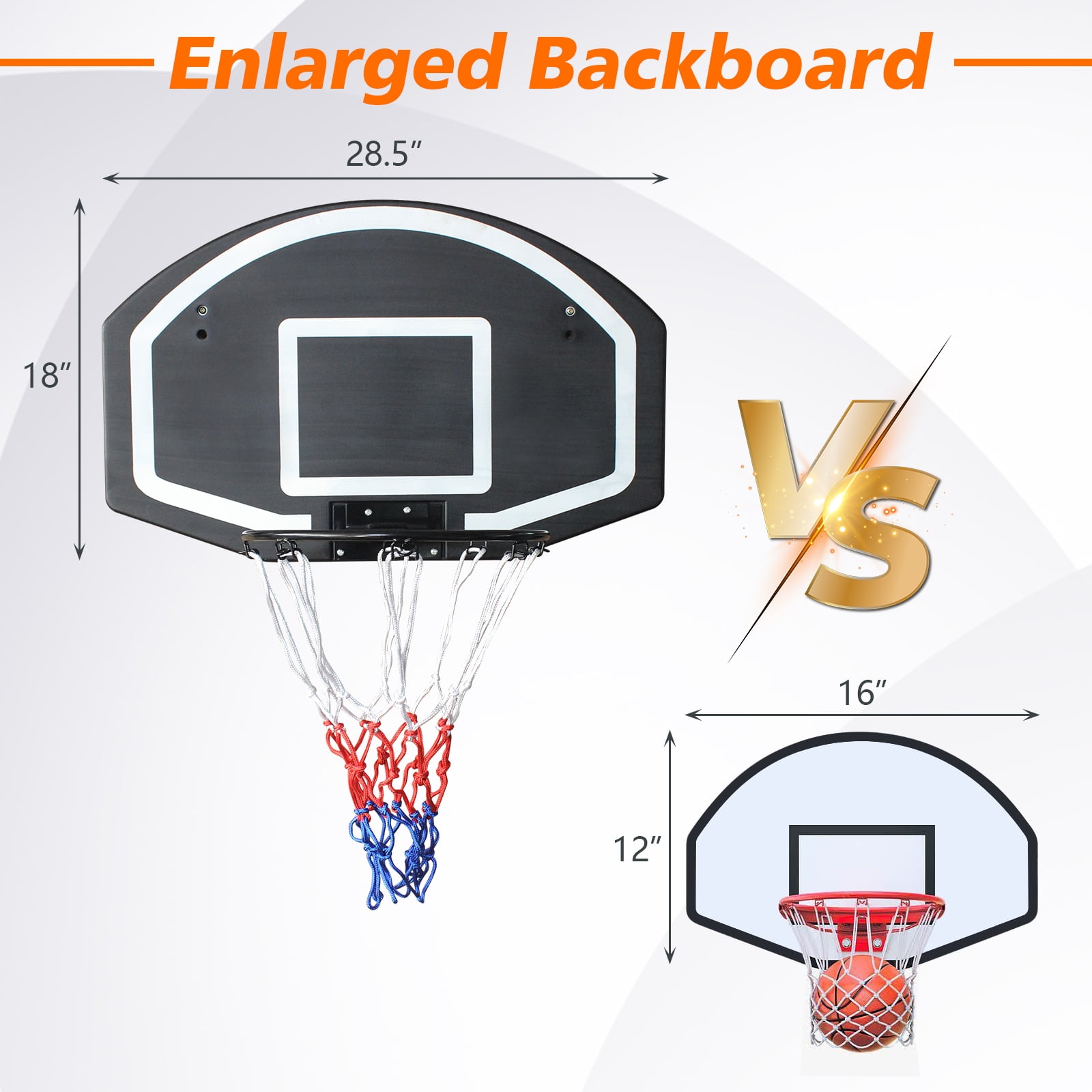 Wall-Mounted Basketball Hoop - 28.5" Shatterproof Backboard with Folding Rim, Indoor/Outdoor Use (27.74"W X 15.91"H X 3"D)