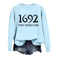 thumbnail image 6 of WEIWEN 1692 They Missed One Sweatshirt Women Halloween Witch Long Sleeve Shirts 1692 Salem Casual Crewneck Pullover Sweaters Gift Tops Women's Clothing Light Blue, M, 6 of 6