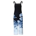 thumbnail image 4 of Gamivast Linen Summer jumpsuit for Women Floral Print Adjustable Strap Jumpsuit Bib Overalls Loose Fit Wide Leg Pants Breathable Soft Comfy Beach Holiday Outfit, 4 of 5