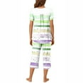 thumbnail image 4 of WIZUTIZ Summer pajamas for Women Women's Round Neck Gradient Print Short Sleeve Sleepshirt And Pants Sets Loungewear Pajamas With Pockets up to 65% Off, 4 of 6