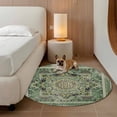 thumbnail image 2 of Round Rugs 4Ft, Teal Boho Round Area Rug Washable Indoor Throw Carpet, Ehtnic Modern Geometric Abstract Art Soft Non Slip Circle Rug for Kitchen Nursery Room Home Decor Aesthetic, 2 of 8