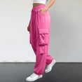 thumbnail image 2 of Audhol Drawstring Cargo Pants for Women Women Cargo Jogger Pants with High Elastic Waist Baggy Y2K Casual Drawstring Pants Trousers Casual Streetwear Cargo Joggers for Women Hot Pink 4XL, 2 of 4