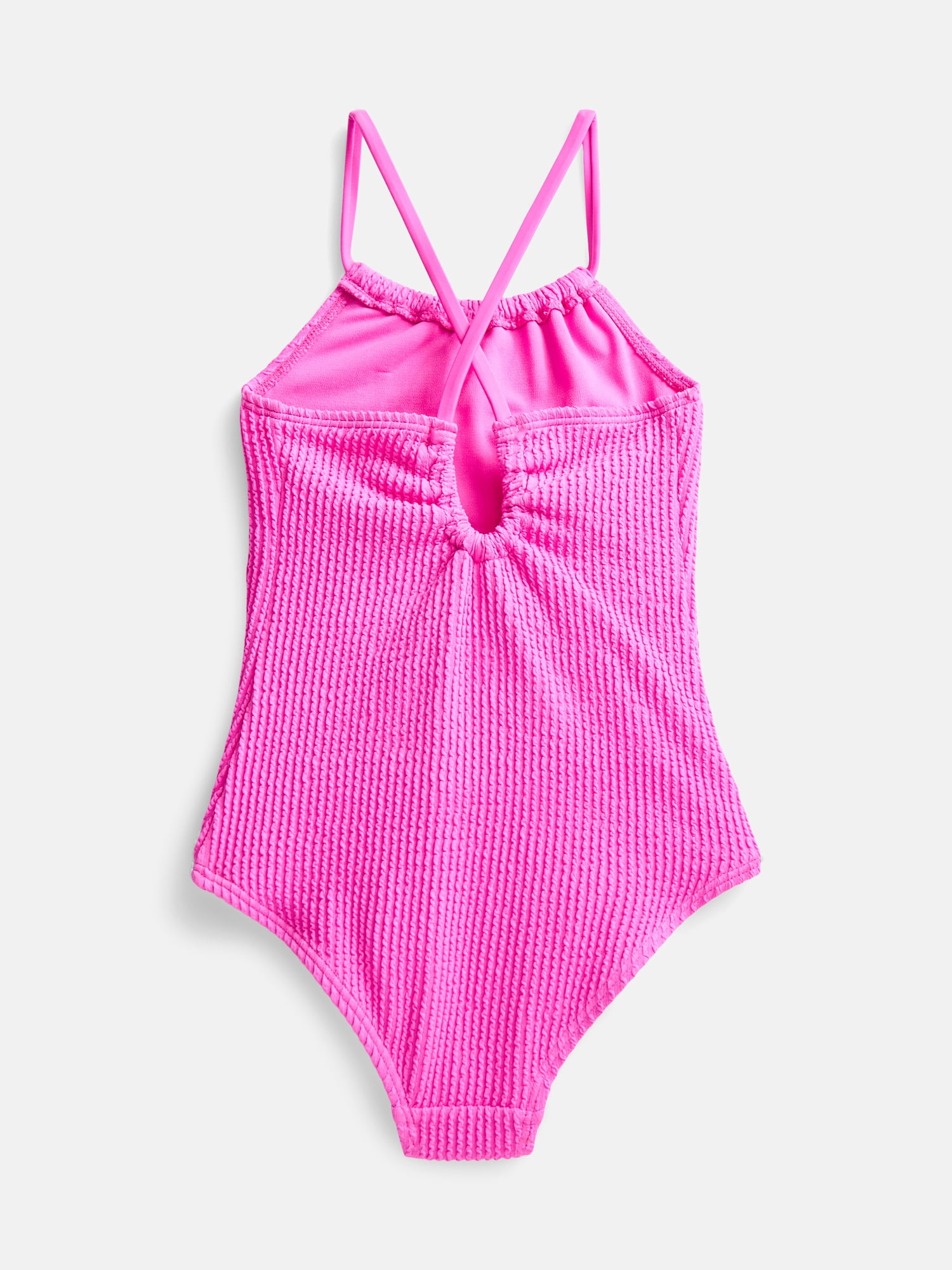 Wonder Nation Girls Cross Back Popcorn One Piece Swimsuit, Sizes XS-XL