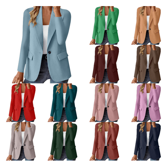 Babcutegg Suit Jackets for Women Casual Fashion Slim Lightweight with Button Soild Color Womens Fall and Winter Coats Gray Size L