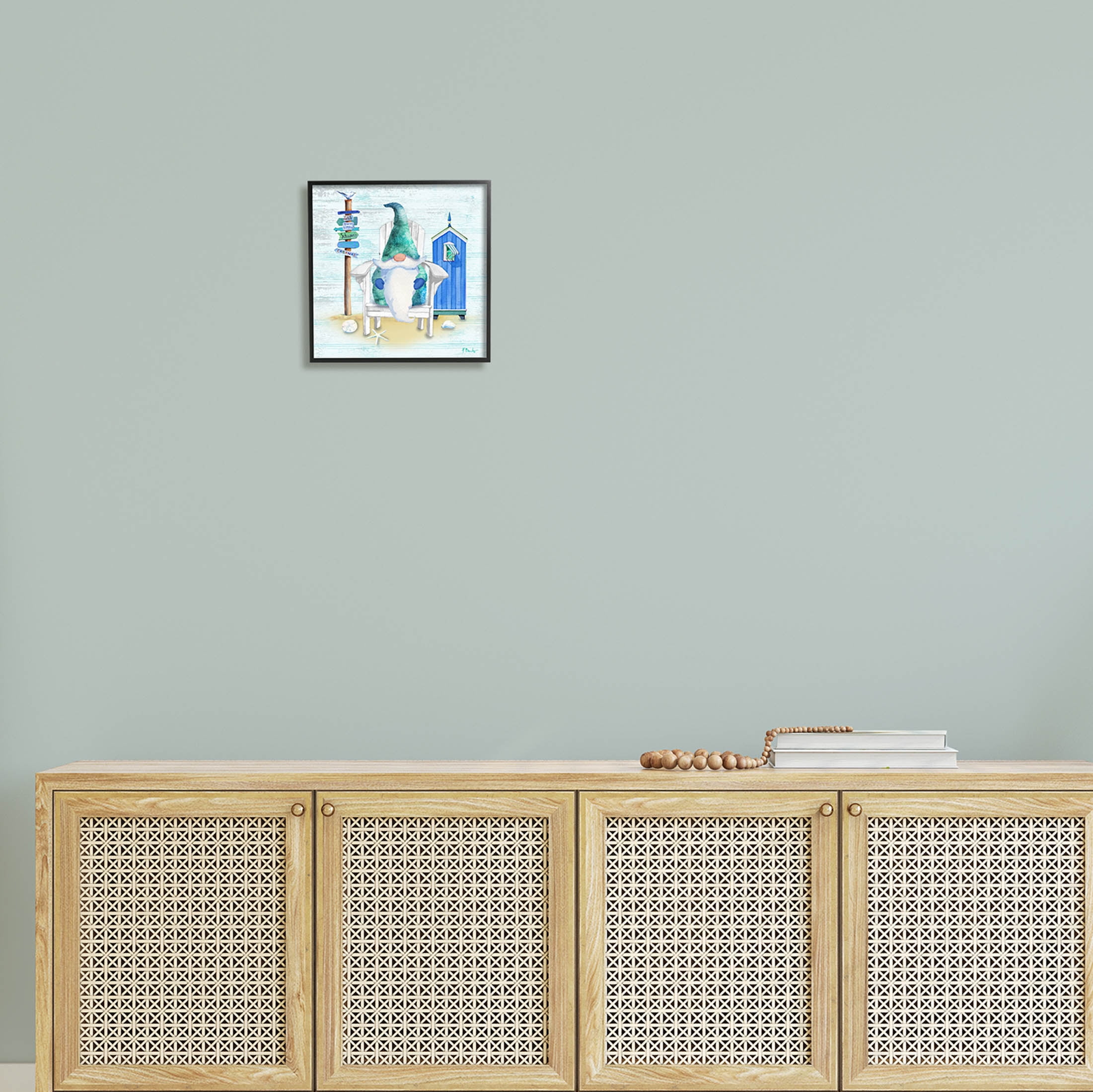 Stupell Industries Coastal Gnome Beach Life Relaxing Graphic Art Black Framed Art Print Wall Art, Design by Paul Brent