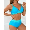 thumbnail image 4 of Sociala Color Block Two Piece Swimsuit for Womens Double Straps Bikini Sets, 4 of 6