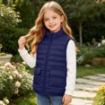 thumbnail image 6 of Kids Sleeveless Puffer Vest Zip Up Quilted Jacket with Flap Pockets Size 10-12, 6 of 9
