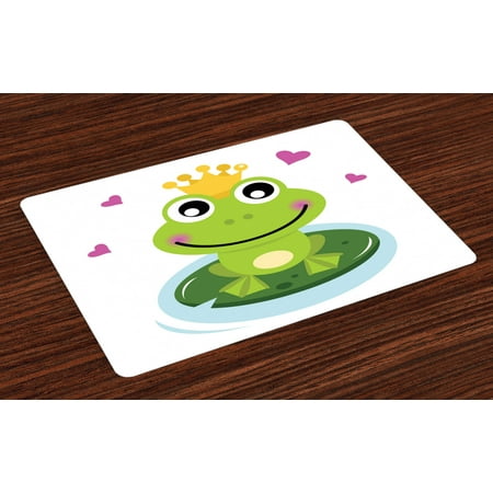 

Ambesonne Animal Place Mats Set of 4 Cartoon Frog Prince Standard Size Multicolor