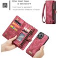 thumbnail image 5 of 2 in 1 Detachable Compatible with iPhone 14 Pro Max Wallet Case with Card Holder, Retro Premium Flip Leather Cover  Zipper Pocket Phone Cases 6.7'' (Red,IP 14 Pro Max), 5 of 18