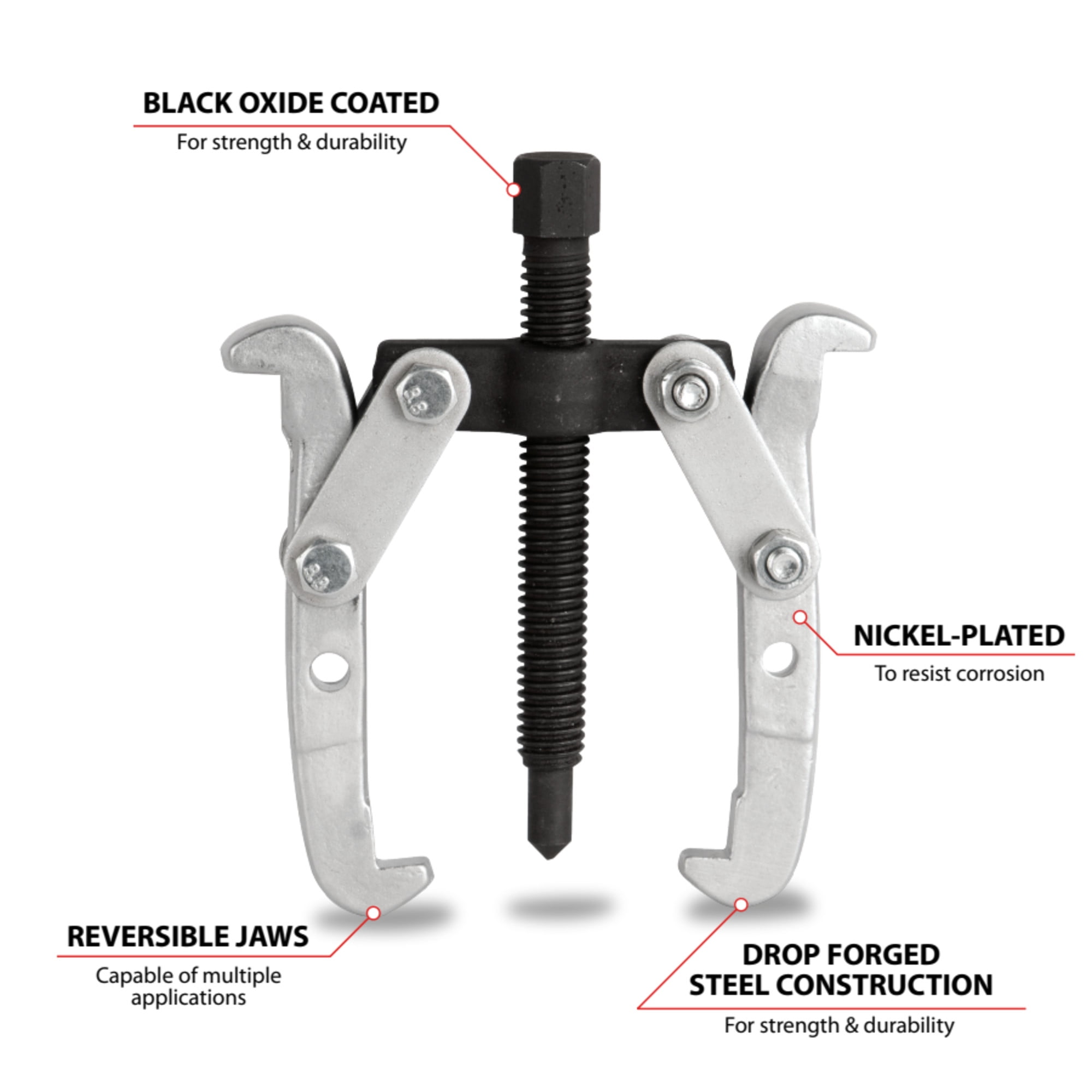 Performance Tool W84500 4-Inch 2 Jaw Gear Puller Removal Tool for Gears, Pulley, and Flywheel  (4" Spread, 3-1/2 Reach)