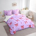 thumbnail image 3 of Feelyou Kawaii Bowknot Ribbon Bedding Comforter Set 7pcs for Girl, Cartoon Purple Red Queen Bedding Sets, Fairy Tale Princess Reversible Queen Sheet Sets, Luxury Bedroom Decor, 3 of 7