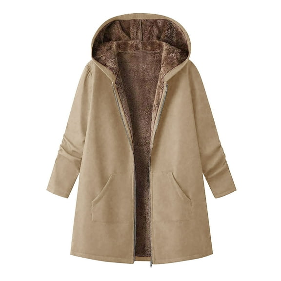 Riecok Oversized Jackets for Women Long Sleeve Hooded Jackets Zip Up Fleece Lined Coats with Pockets Casual Stylish Clothes