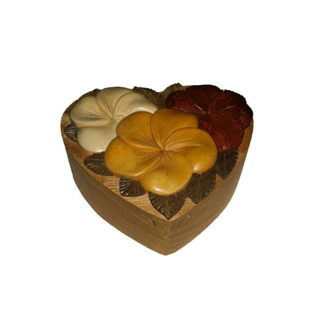 Hawaiian Jewelry - Hawaiian Style Wood Keepsake Jewelry Puzzle Box Plumeria Bouquet