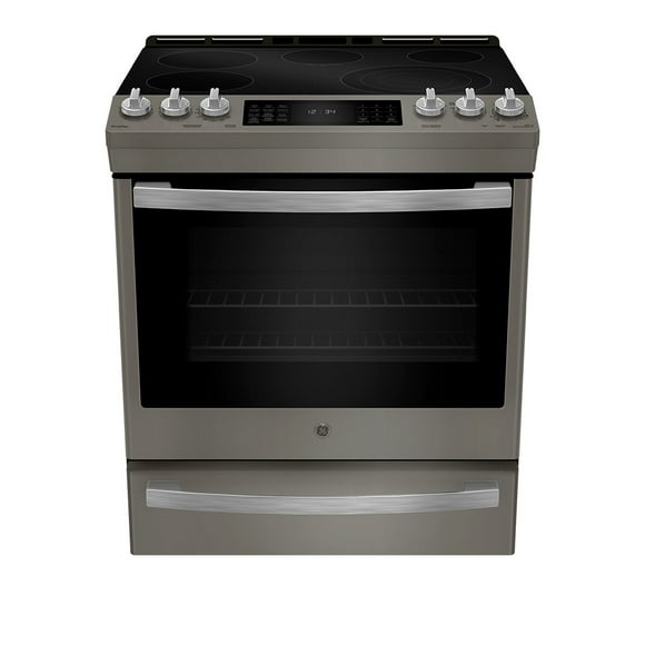GE Profile 30" Slide-In Self-Clean Electric Range with Air Fry and Baking Drawer Slate - PCS940EMES