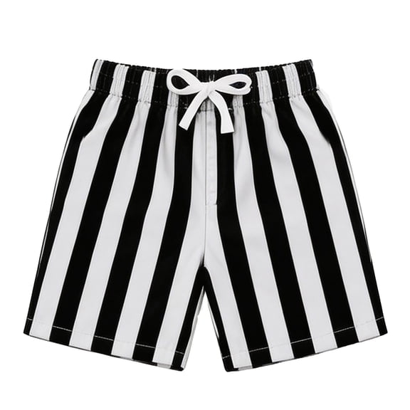 Kiijoy Boys Striped Swim Trunks with Compression Liner Swim Shorts Swimwear, Sizes 2-14