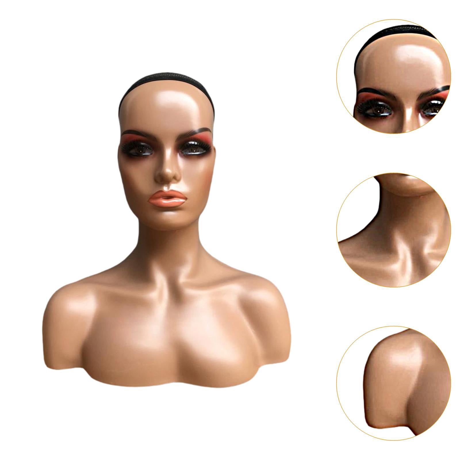 Serenable Female Mannequin Head Manikin Head Circumference 53cm Showing Stand Holder for Earrings Display Home
