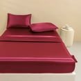 thumbnail image 2 of Btargot 4Pcs Silk Sheets Queen Deep Pocket Satin Sheets Set Burgundy Microfiber Cooling Bed Sheet Set, 2 of 12