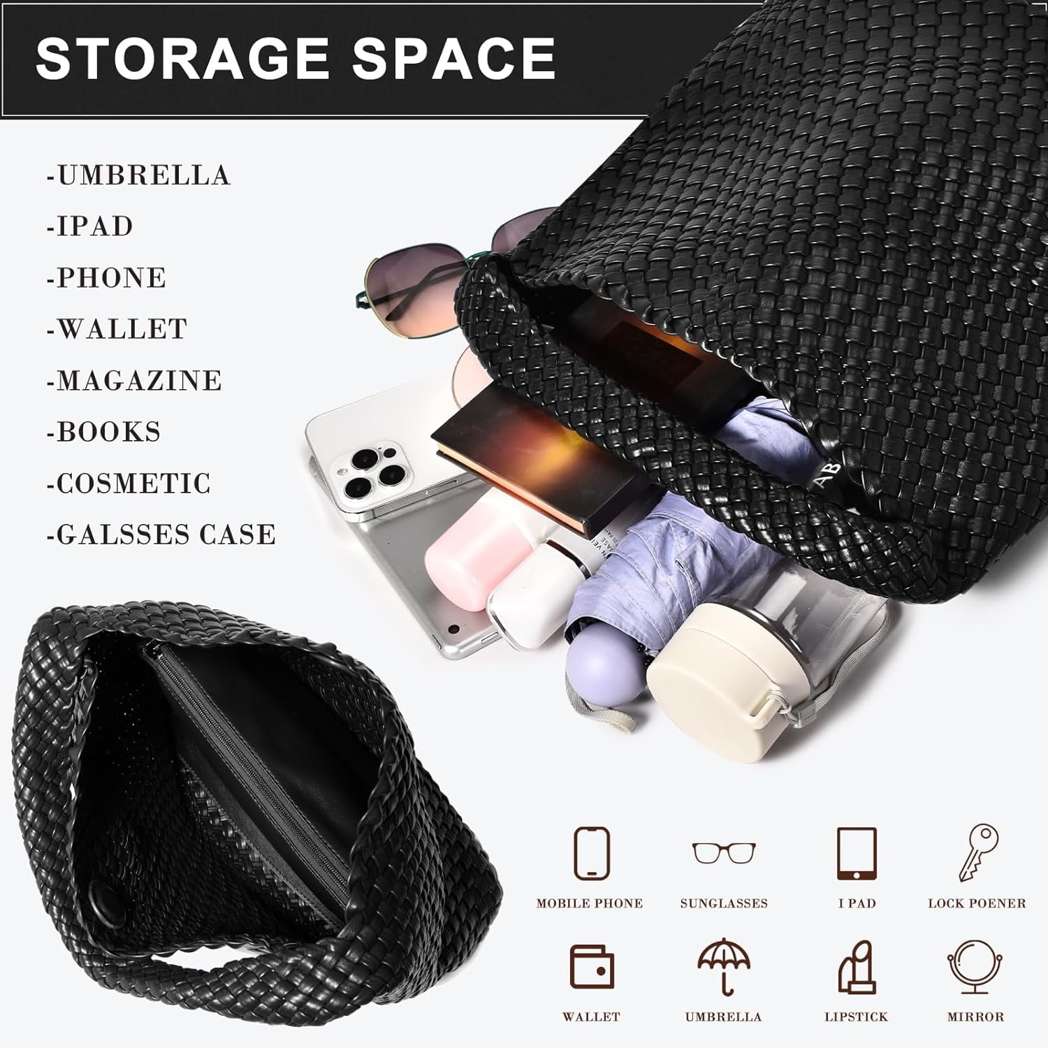 Woven Bag Purses and Handbags Woven Vegan Leather Bag For Women Woven Tote Bag Shoulder Bag Top-Handle Bag With Purses