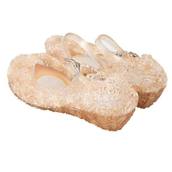 Worgeous Elegant Sandals Shiny Jelly Crystal Graceful High Heel Sandals for Little Girls Size 30 (Yellow)