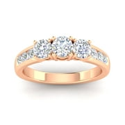 1.50 Carat TW Diamond Three Stone Engagement Ring with Side Stones in 14k Rose Gold (G-H, I2)