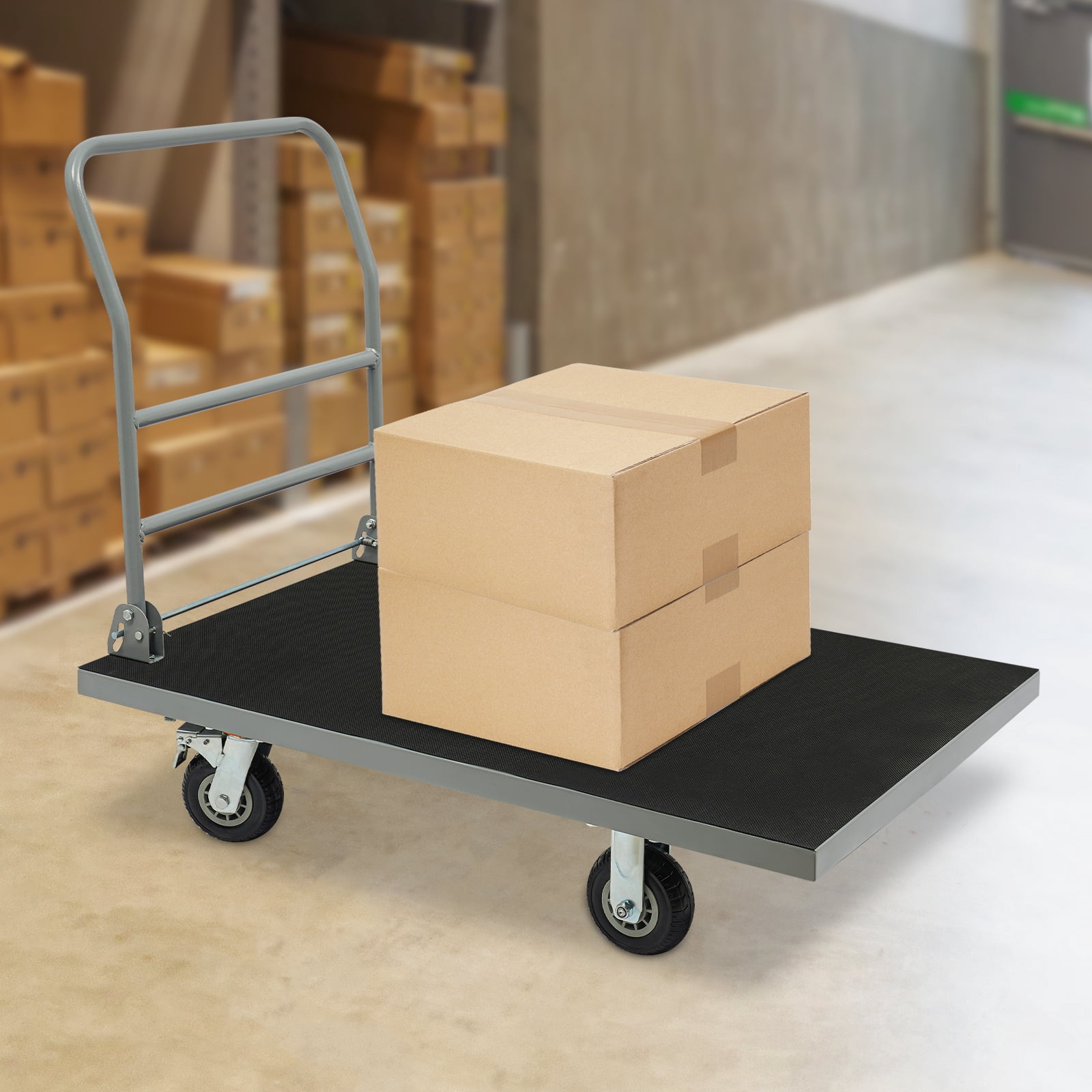 Folding Platform Truck Cart,2500 LBS Load Capacity, Foldable Flatbed Cart,Heavy Duty Platform Hand Truck with 6" 360 Degree Swivel Wheels for Moving Furniture