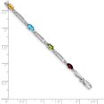 thumbnail image 3 of Auriga Fine Jewelry 14K White Gold Fancy Diamond and Gemstone Rainbow Bracelet 7inch for Women, 3 of 5