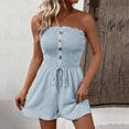 thumbnail image 2 of TTUHYWXI Women's Strapless Printed Short Rompers Beachwear One Piece jumpsuit (Blue1, S), 2 of 7