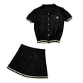 thumbnail image 2 of Conjunto de falda plisada para mujer, ideal para viajes, atletismo, gimnasio en casa, yoga, golf, cintura alta, fitness Negro, 2 of 8