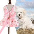 thumbnail image 3 of CBFFDC Robe Imprimée Chrysanthème Ensemble Chien Mignon et Laisse avec Décoration Nœud Papillon Princesse pour Activités Extérieures Printemps Été, 3 of 6