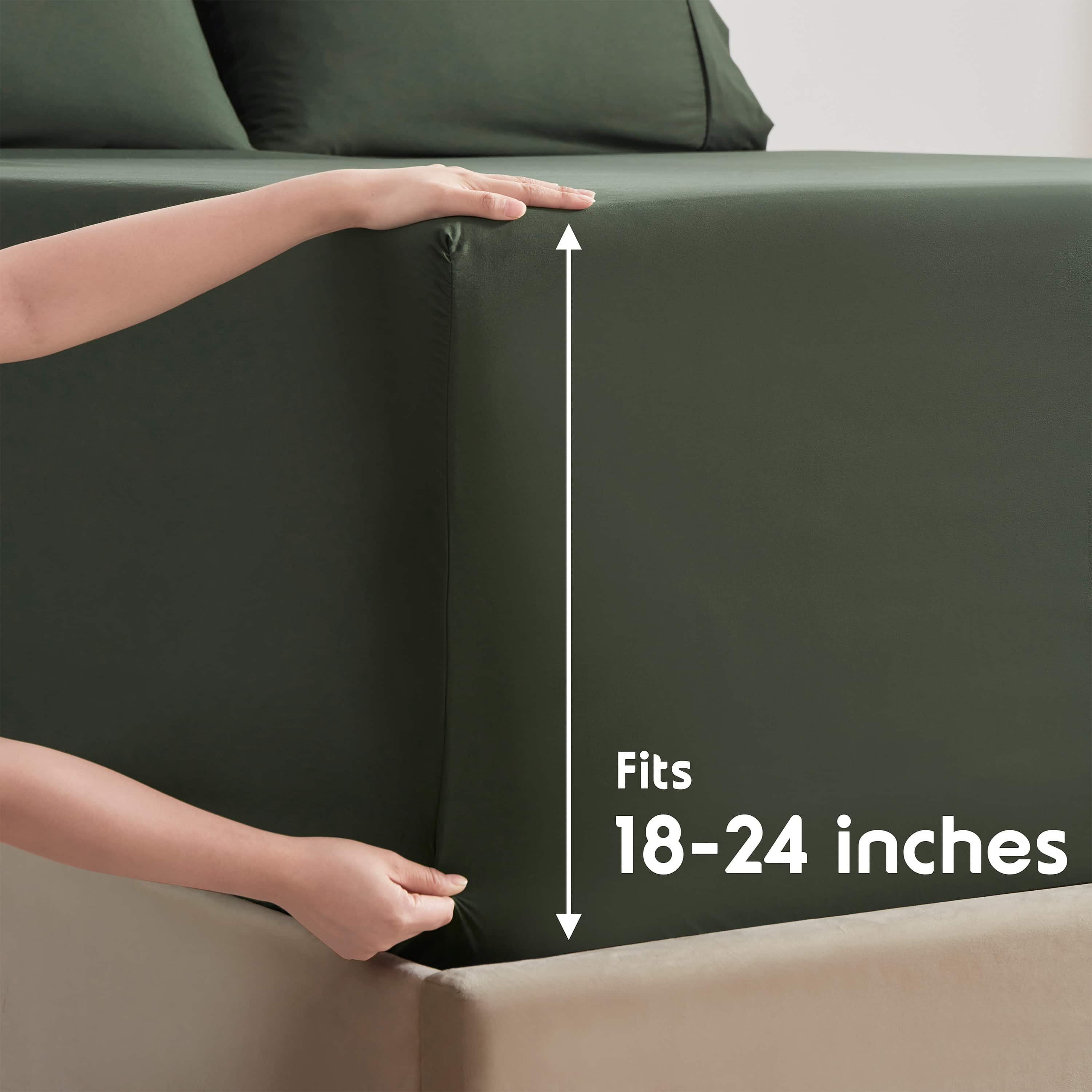 LammaLoe Extra Deep Pocket Queen Sheets set, Fits 18"-24" Mattress, 6 Piece Soft Microfiber Bed Sheet Sets, Olive Green