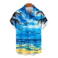thumbnail image 4 of LEKWK Hawaiian T-Shirts for Men Short Sleeve Collared Button Down Shirts Lightweight Floral Print Loose Fit Beach Party Vacation Wear Blue M, 4 of 6