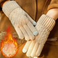 thumbnail image 2 of Guantes de lana de invierno para hombre y mujer, manoplas gruesas y cálidas con dedos completos para ciclismo al aire libre, manoplas tejidas de Cachemira con pantalla táctil, 2 of 5