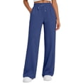 thumbnail image 2 of Womens Wide Leg Sweatpants | Winter Lounge Travel Pants Fall Fashion Outfits 2026 Clothes With Pockets Royal Blue L, 2 of 6