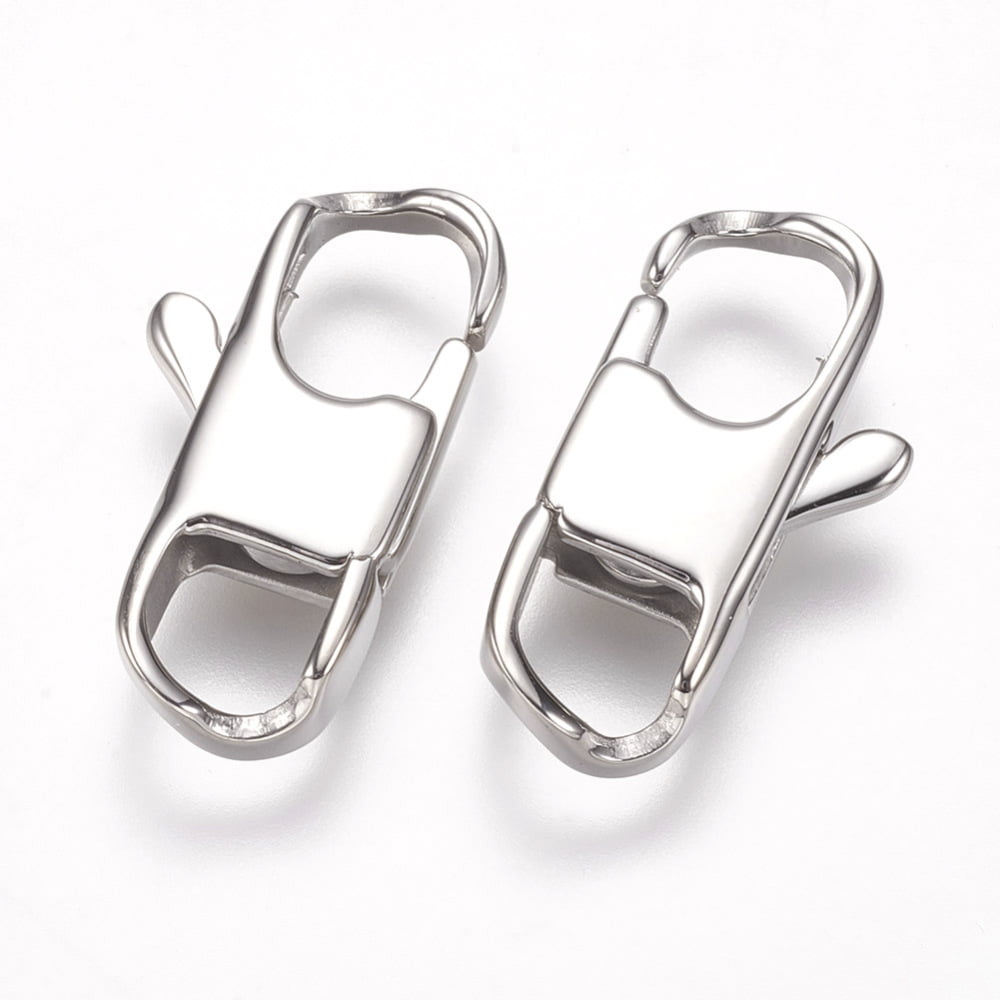 30pcs Tarnish Resistant 304 Stainless Steel Lobster Claw Clasps Stainless Steel color 22.5x11.5x4mm Hole: 5.5x6mm