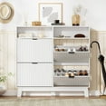 thumbnail image 7 of FANRAL Shoe Cabinet Entryway with 4 Flip Drawers & Top Cubby,Narrow Shoe Storage Hidden Shoe Rack,Fluted Wood Shoe Organizer,White Shoe Cabinet, 7 of 7