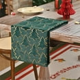 thumbnail image 5 of Gold Flake Christmas Tree Table Runner 180x28cm Red Green White Cloth Festive Dining Tabletop Embroidered Shimmer Polyester for Holiday Party Home Decor, 5 of 5