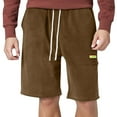 thumbnail image 1 of Pantalones cortos cargo informales de cintura media para hombre: poliéster liso, cordón, corte holgado, pantalones de baloncesto y fitness, para todas las estaciones, tallas XS-XXL., 1 of 4