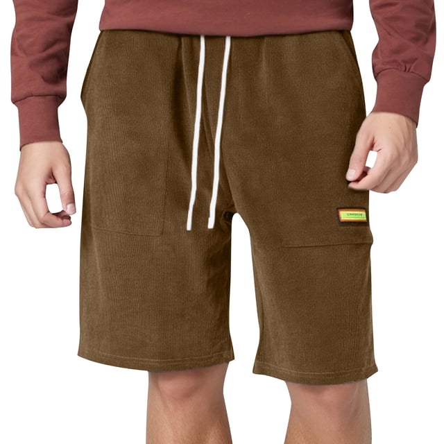 Pantalones cortos cargo informales de cintura media para hombre: poliéster liso, cordón, corte holgado, pantalones de baloncesto y fitness, para todas las estaciones, tallas XS-XXL.